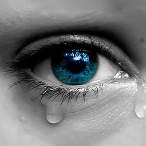 Closeup of an Eye With Tears Coming Out