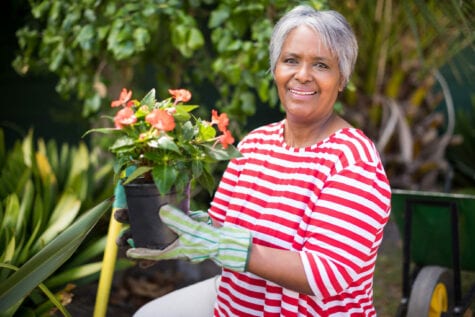 Older woman gardening