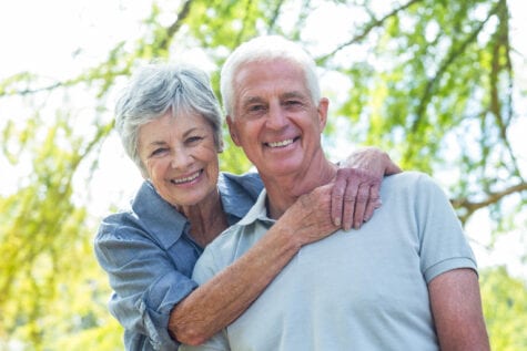 Older couple smiling after a vitrectomy